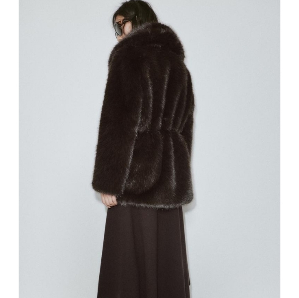 ZARA Women's Faux Fur Coat with Belt(Brown, US XS, S, M,L/EUR XS, S, M, L) - Picture 6 of 15